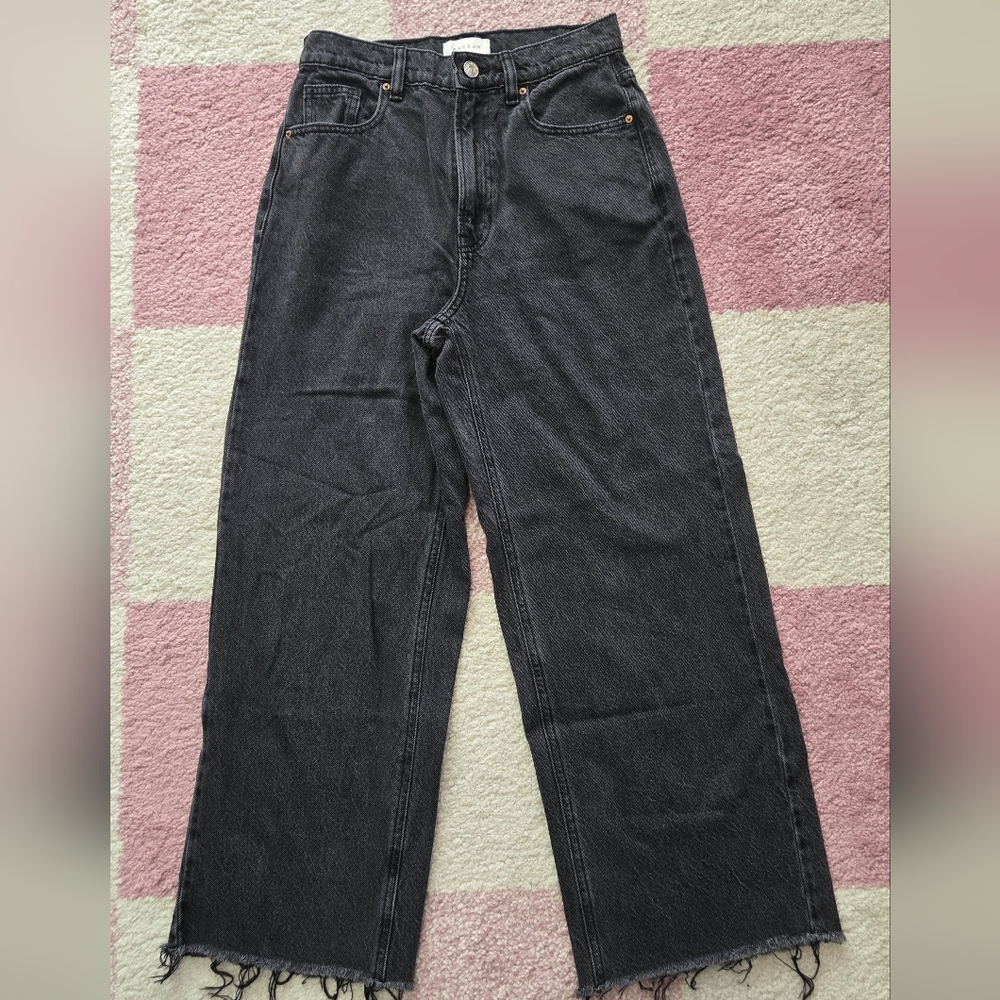 Pacsun Nora Cropped Wide-Leg Black Jeans Size: 25